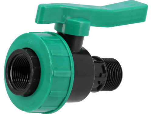 Кран кульовий до водяних пластикових труб  Ø= 3/4" Х 3/4" F/M-різьб FLO з поліпроп, для тиску 16Bar 