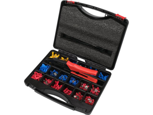 Набір електричних роз'ємів з ізоляцією і клем YATO: 500 шт, 50 пластик. хомутів і затискач в футлярі