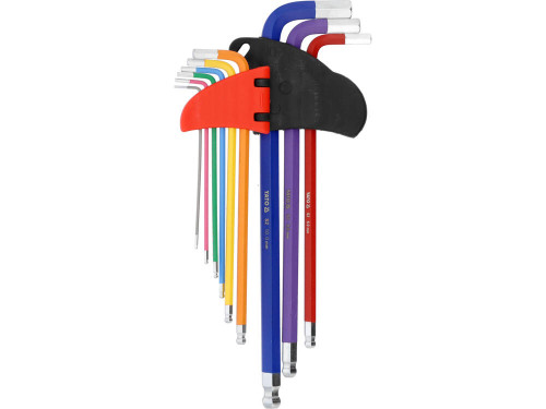 Ключі шестигранні з кулястими наконечниками YATO М1.5-10 мм, Г-подібні, 2-стор, l= 97- 225 мм, 9 шт