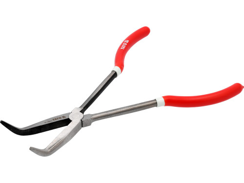 Щипці вигнуті під 45° подовжені YATO : L= 285 мм, HRC 50, Cr-V [12/60]