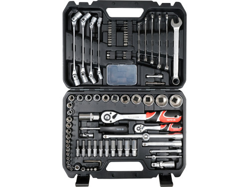 Набір головок торцевих YATO з квадр. 1/4", 1/2" з тріщаткою, устаткуван ключі комбінован, наб 93 ел.