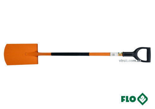 Лопата штыковая прямая FLO металлическая основа HRC 45 пластиковая ручка