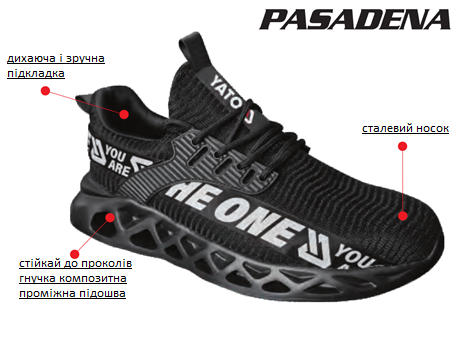 Коросівки робочі нейлонові YATO PASADENA SB, розм. 45, з гумовою підошвою