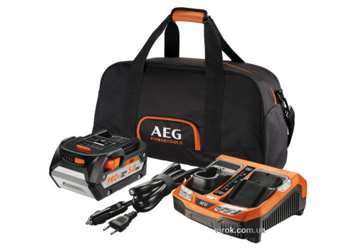 Зарядное устройство двухпортовое 12-18 В AEG 230 В / 12 В с аккумулятором 5 Ач в сумке (4932451629)