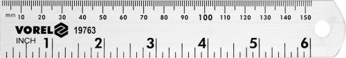 Лінійка алюмінієва VOREL, l= 150 мм, w= 28 мм з дюймовою і метричною шкалами