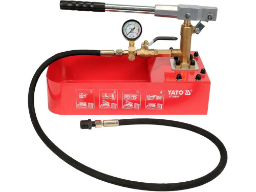 Компресор ручний для контролю щільн систем YATO тиск- 5 MPa, спол.- G1/2, ємність- 7л, шланг- 140см