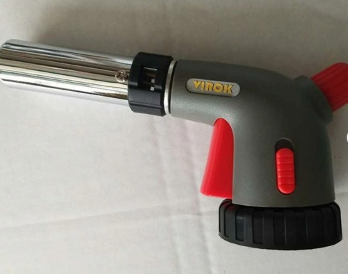 Пальник газовий VIROK з різьбовим (7/16) з'єднанням, Piezo + 360*, ceramic, блок. кнопка