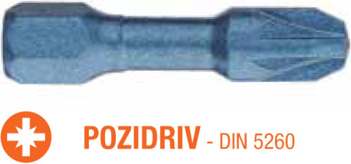 Насадка отверточная ударная BLUE SHOCK USH PZ2 x TORSION 30 мм 5 шт