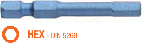 Насадка отверточная ударная BLUE SHOCK USH HEX 3 x TORSION 50 мм 5 шт
