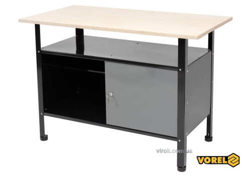 Стол для мастерской VOREL 1160 х 600 х 830 мм с лакированной жести 0.8-1 мм столешница - 116 х 60 х 2 см
