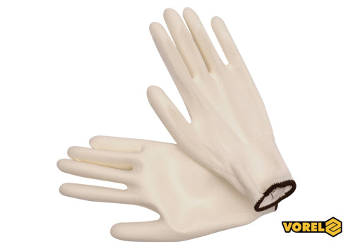Перчатки рабочие белые VOREL полиэстер покрытый полиуретаном размер 10