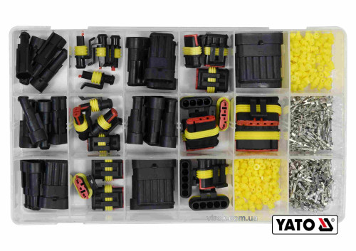 Набор герметичных разъемов для электрических контактов YATO 1-6 PIN 424 шт