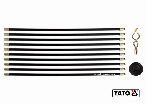 Прутья гибкие для очистки канализации YATO 20 мм x 93 см с 2 наконечниками 10 шт