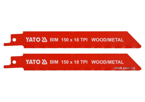 Полотна по дереву и металлу биметаллические для сабельной пилы YATO 150 x 1 мм 18 зубов/1" 2 шт
