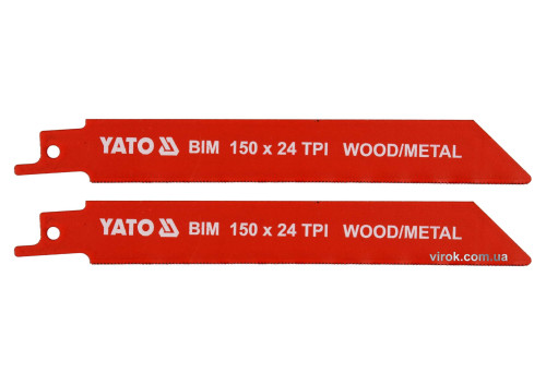 Полотна по дереву и металлу биметаллические для сабельной пилы YATO 150 x 1 мм 24 зуба/1" 2 шт