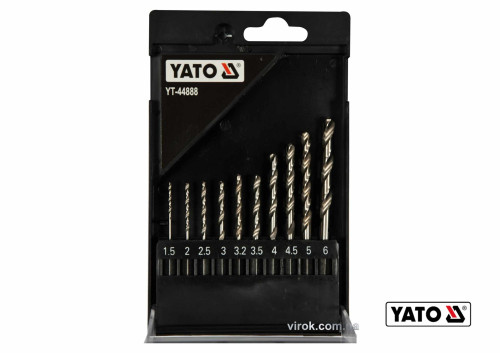 Набор сверл по металлу YATO 1.5-6 мм HEX-1/4" HSS 6542 для нержавеющей конструктивной легированной стали 10 шт