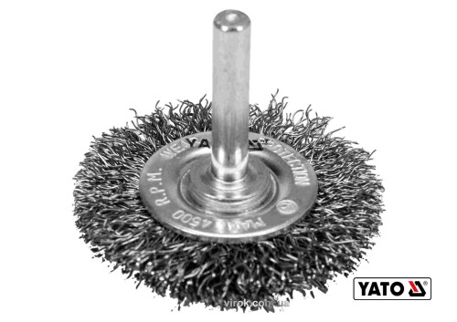 Щетка дисковая зачистная из нержавеющей стали для дрели YATO Ø50 мм 4500 об/мин с хвостовиком Ø6 мм
