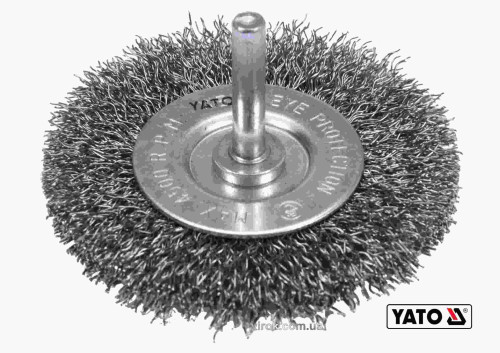 Щетка дисковая зачистная из нержавеющей стали для дрели YATO Ø75 мм 4500 об/мин с хвостовиком Ø6 мм