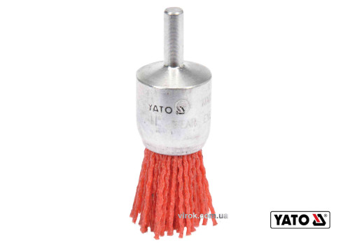 Щетка зачисная с нейлона для дрели YATO Ø25 мм 4500 об/мин с хвостовиком Ø6 мм
