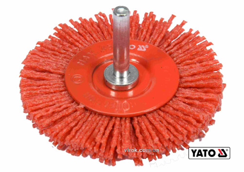 Щетка дисковая зачистная с нейлона для дрели YATO Ø75 мм 4500 об/мин с хвостовиком Ø6 мм