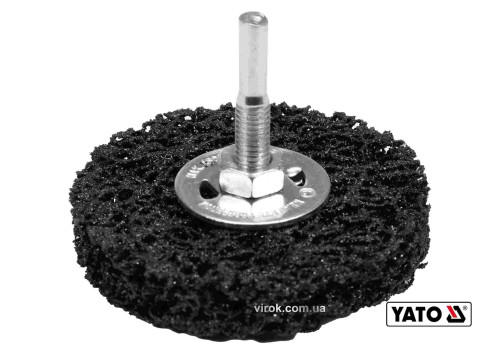 Щетка дисковая из синтетического волокна для дрели YATO Ø75 мм 4500 об/мин с хвостовиком Ø6 мм