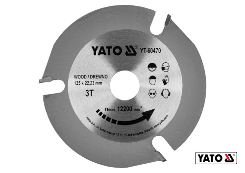 Диск пильный по дереву YATO Ø125 x 22.23 x 3.8 мм 3 зубца R.P.M до 12200 1/мин