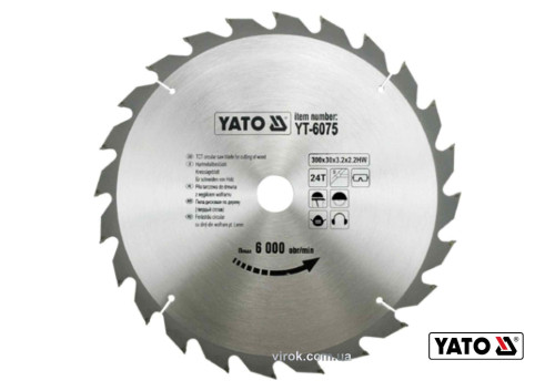 Диск пильный по дереву YATO 300 х 30 x 3.2 x 2.2 мм 24 зубца R.P.M до 6000 1/мин