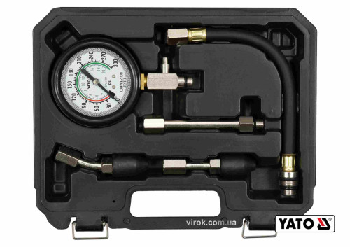 Компрессометр для бензиновых двигателей YATO 2.1 МПа М14/М18 с инструментами 5 шт + кейс
