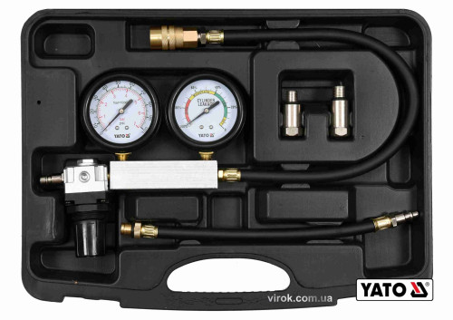 Тестер для измерения утечки в цилиндрах двигателей YATO 7 МПа с инструментами 4 шт + кейс