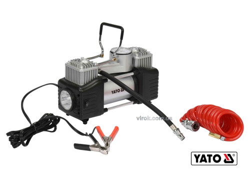 Компрессор автомобильный YATO 12 В 250 Вт 60 л/мин 1 МПа + шланг 5 м + насадки + мешок