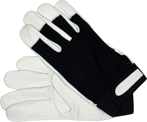 Перчатки рабочие бело-черные YATO, хлопок + кожа, размер 8