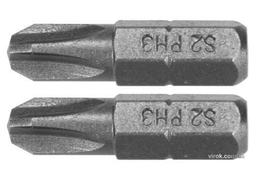 Насадка отверточная YATO "Phillips" PH3 x 25 мм HEX 1/4" AISI S2 2 шт