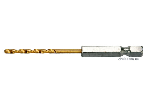 Сверло по металлу с шестигранным хвостовиком 1/4" YATO HSS-TiN 2.5 х 80/30 мм