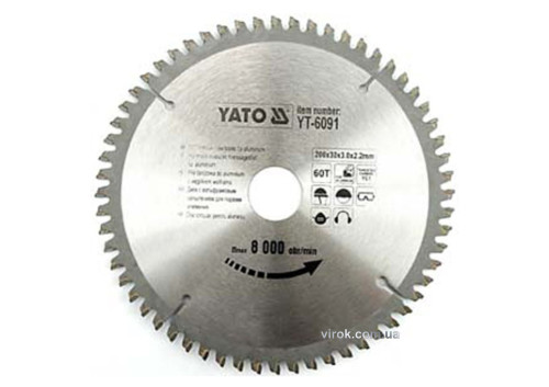Диск пильный по алюминию YATO 350 х 30 х 3.2 x 2.5 мм 100 зубцов R.P.M до 4500 1/мин