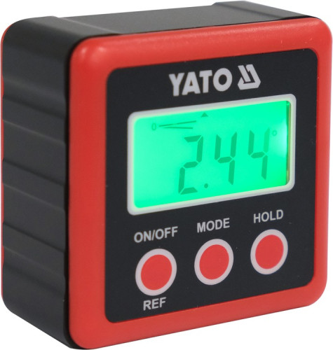 Кутомір електронний YATO; діапазон 4х 0-90° з живленням від 2 батарейок 1,5 В тип ААА