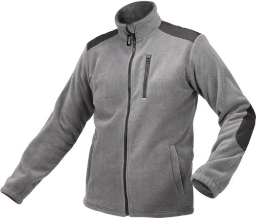 Куртка робоча з грубого фліса YATO розмір XXL, сіра, 3 кишені, зміцнювальні нашивки, 100% поліестер