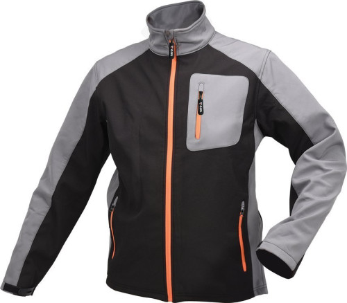 Куртка робоча SOFTSHELL YATO розмір S, чорно-сіра, 3 кишені, 96% поліестер і 4% спандекс