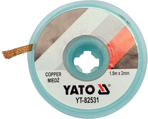 Стрічка плетена з міді для очищення від припою YATO, l= 1,5 м, W= 2 мм в котушці в корпусі