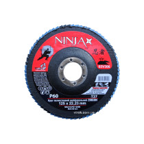 Круг лепестковый шлифовальный NINJA Zirconium TM VIROK Т27 125х22 мм Р60 Al Inox Steel