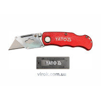 Нож складной YATO с трапециевидным лезвием 61 х 33 мм + 5 запасных лезвий