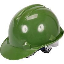 Каска для захисту голови VOREL зелена з матеріалу HDPE
