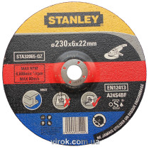 Круг шлифовальный по металлу STANLEY Ø=230х6.0х22 мм