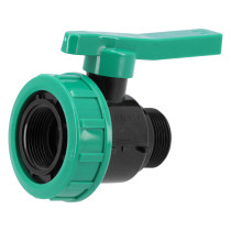 Кран кульовий до водяних пластикових труб  Ø= 5/4" Х 5/4" F/M-різьб FLO з поліпроп, для тиску 16Bar