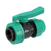 Кран кульовий до водяних пластикових труб  Ø= 32мм Х 1" F-різьб FLO з поліпропілен, для тиску 16 Bar