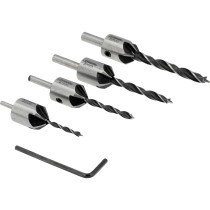 Набір свердл по дереву з зенкером з 6-гран. ключем STHOR 22720