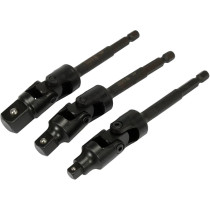 Тримачі-адаптери торц головок шар YATO: з 6-гран.- 1/4" до квадр-1/4",3/8",1/2", L= 125мм, Cr-V, 3шт