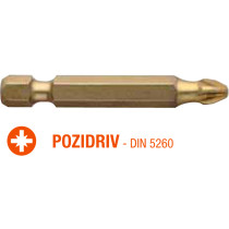 Насадка отверточная титановая ISOTIN USH PZ2 x 50 мм Torsion 10 шт