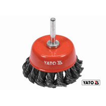 Щетка чашка зачистная из стальных плетеных проводов для дрели YATO Ø65 мм 12500 об/мин с хвостовиком Ø6 мм