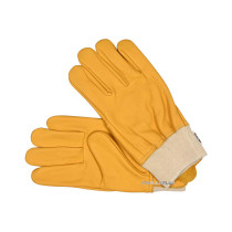 Перчатки рабочие желтые с текстильным стягивателем YATO кожа размер 10