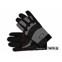 Перчатки рабочие с застежкой-липучкой YATO искуственная кожа + синтетика размер 10